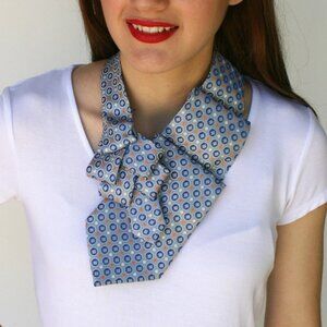 Ogsplosh Women's Silk Necktie Scarf Blue Ascot Tie Size Medium